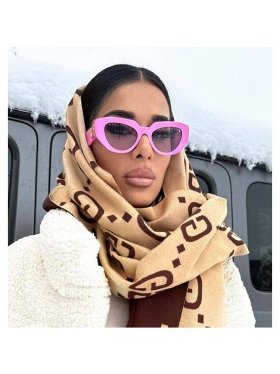 Gucci GG1421S 004 Sunglasses Pink Geometric Frame, Pink Magenta Lenses main image 10